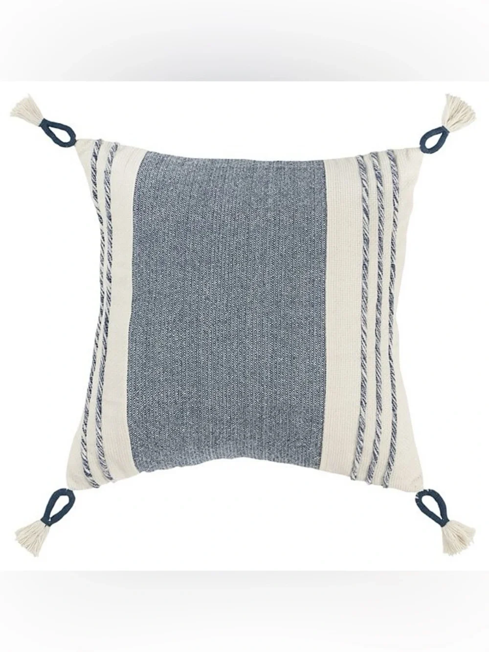 Rizzy Home Rowan Throw Pillow Corner Tassels Coastal imperfections but new 20 sq